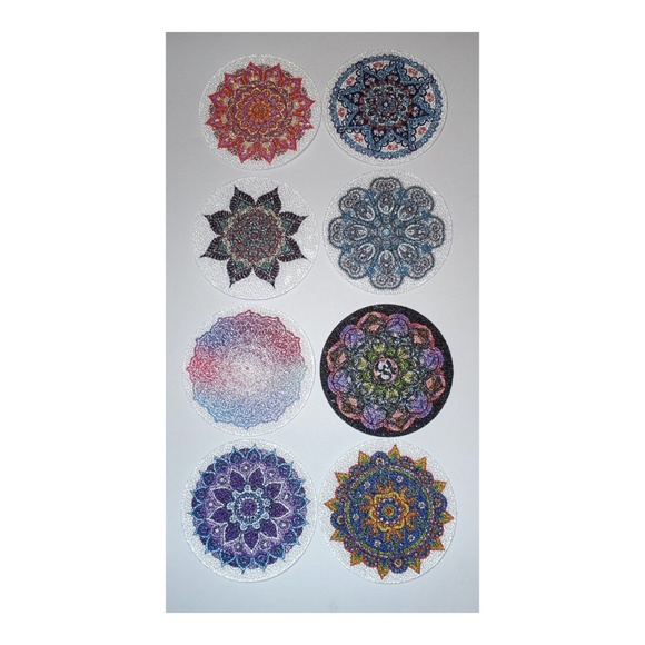 8 Pieces Of Colorful Textured Holographic Mandala Stickers - Picture 1 of 10